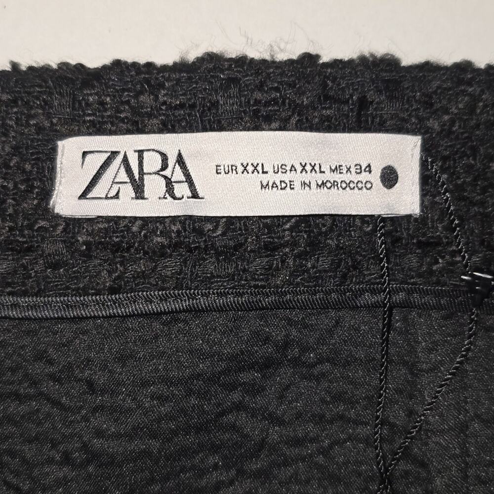 ZARA High-Waist Black Textured Weave Shorts Button Trim Womens Size XXL NWT - Picture 7 of 12